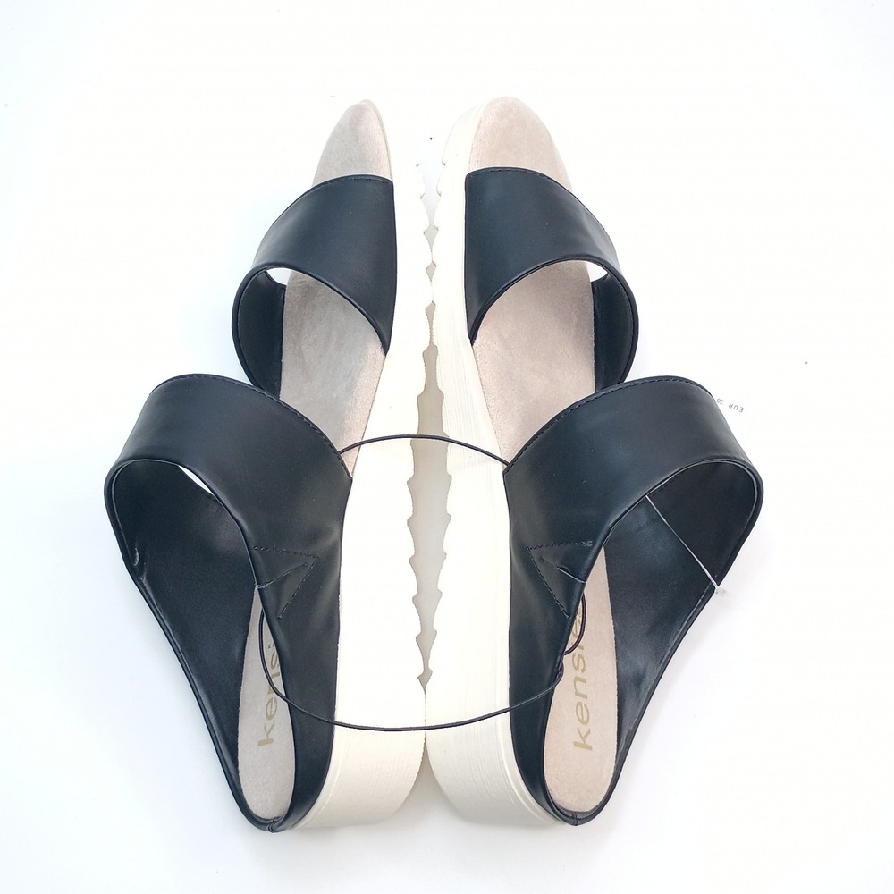 Kensie Endy Comfort Wedge Sandals Women Size 8 Black Faux Leather KS261620 - Picture 8 of 10